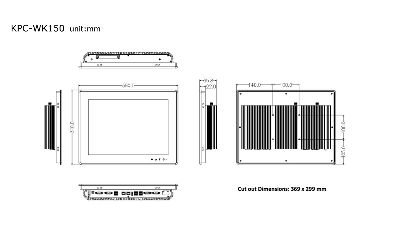 KPC-WK150  全平面系列 富士康工业平板电脑（方屏）尺寸